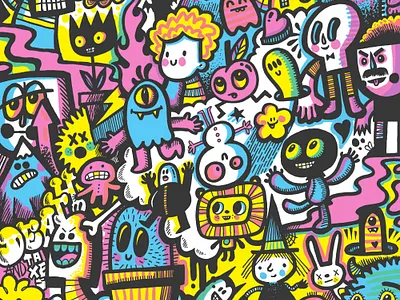 CMYK Doodles bright character design characters cmyk colorful cute doodles illustration printing wotto