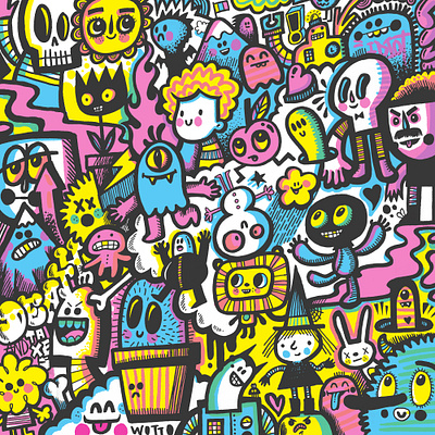 CMYK Doodles bright character design characters cmyk colorful cute doodles illustration printing wotto