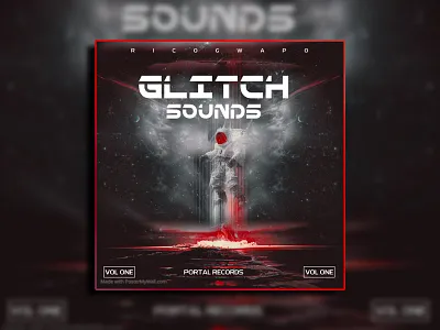 GLITCH SOUNDS ALBUM COVER ARTWORK TEMPLATE 3d album cover cyberpunk design future hardcore illustration itunes modern spotify