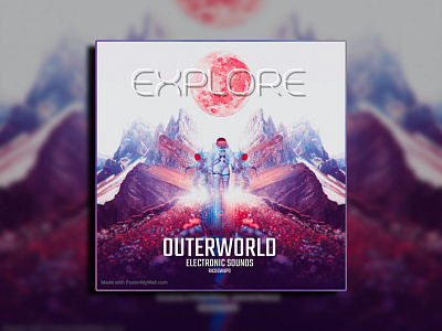 OUTER WORLD ELECTRONIC SOUNDS ALBUM ARTWORK album artwork for sale album cover cyberpunk design edm electro future illustration itunes metaverse modern nft inspired summer techno
