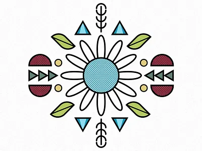 Summer Floral 002 blue color design floral flowers fun green illustration minimal nature outdoors red vector