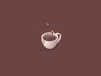 Fishing Cafe cafe coffee fishing illustraion night