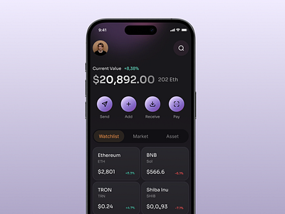 💳 Etha – Crypto Wallet UI Exploration 🚀 app blockchain crypto crypto wallet dark eth eth wallet etha etherium gradient home meme token send token transaction ui wallet web3