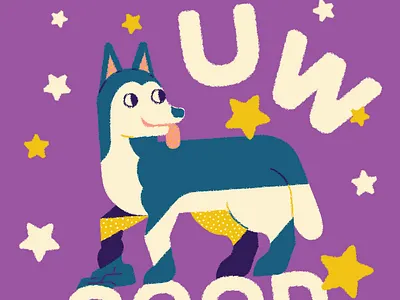 UW Good Boys Club Postcard animal dog good boy huskies husky illustration postcard print stars university uw