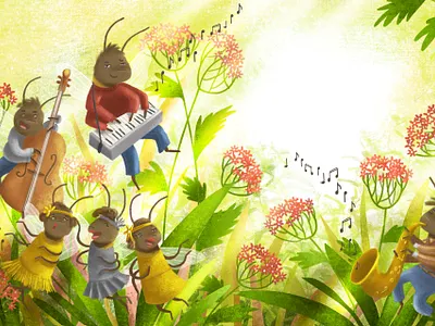 Bumblebees 2d book illustration bumblebee character children childrens book childrens magazine digital art illustration kidlit kidlitart