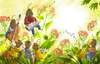 Bumblebees 2d book illustration bumblebee character children childrens book childrens magazine digital art illustration kidlit kidlitart