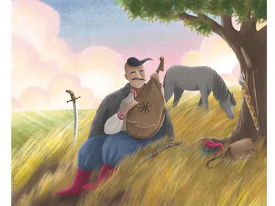 Cossack Mamay 2d book illustration character childrens illustration editorial illustration kidlit kids art ukraine ukraineart