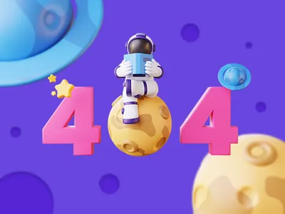 Astronaut 404 3d illustration 3d animation 3d art 3d character design 3d ilustration astronaut blender3d characterdesign design galaxy illustration logo planet rocket scifi space ui