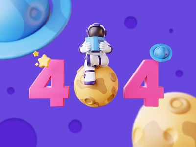 Astronaut 404 3d illustration 3d animation 3d art 3d character design 3d ilustration astronaut blender3d characterdesign design galaxy illustration logo planet rocket scifi space ui