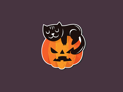 Haloween cat brand branding cartoon cat character cute design elegant funny halloween illustration kitty logo logotype mascot modern nice pumpkin sleep stickermule