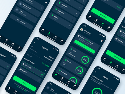 iPlus App Redesign analysis blue brand calls cellular network clean design figma graphic design green internet minimal mobile design mobile network operator modern product design redesign ui ux visual design