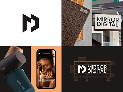 Mirror Digital agency brand brand identity branding d grid icon letter logo logotype m maserekt md merch monogram pattern symbol wordmark