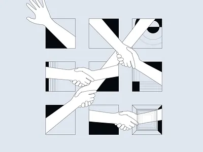 Smart Contracts - Blockchain Visual abstract adobe illustrator agreement black and white blockchain cooperation crypto illustration landing page line art smart contracts ui vector web visual website artwork