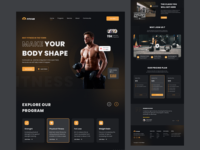 Fitcub - fitness Landing Page bodybuilding design desktop exercise fitness gym health landing page landing page design muscle sport trainer training ui ui design ux website workout yoga