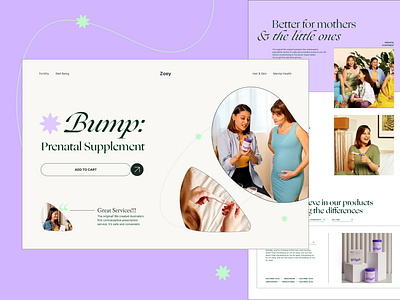 Women health landing page branding clean design flat health interface landing page pastel pregnant typography ui ui design ux web website women