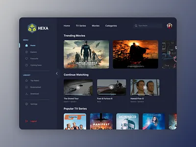 Movie Dashboard UI Design dashboard design movie netflix series ui ux website