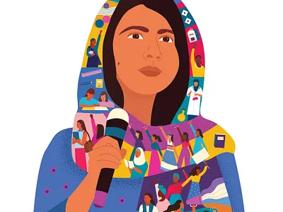 Malala Portrait education empowerment equality girl graphic illustration india malala merchandise stories