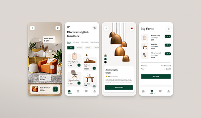 Furniture Shop Mobile App architecture boho branding chair eshop figma furniture graphic design mobile app shop table typography ui uxui