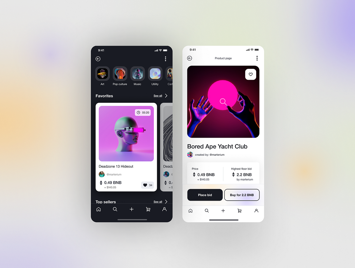 NFT App UI KIT (light/dark mode) by Julia Shagofferova 🇺🇦 on Dribbble