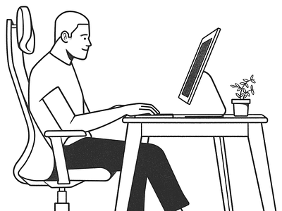working boy black and white cartoon character character design comic home homework illustration line minimal monochrome product design remote work simple ui ux web design work working