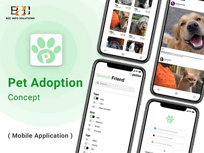 Pet Adoption App android app app designing app development appdesign b2cinfosolutions design illustration pet adoption app