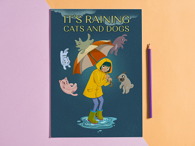 It's raining cats and dogs - English idiom illustration book children illustration illustrator