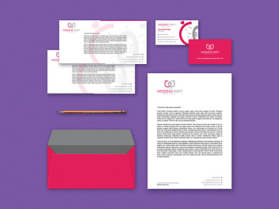 The Wedding Party Podcast - Stationery Design 3d animation app branding business card cap design complimentary slip design envelope graphic design icon illustration letterhead logo minimal typography ui ux vector web