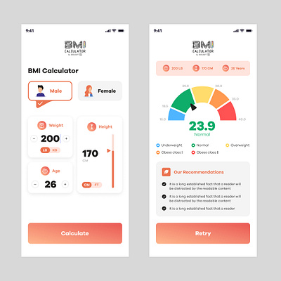 BMI Calculator App bmi calculator dashboard fitness graph ui