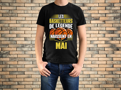 t-shirt basket les meilleures sont nés en mai BASKETTEURS anniversaire cadeau anniversaire graphic design illustration joueur de basket ball logo