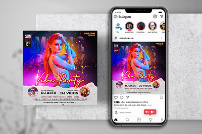 Vibe Music Night Instagram PSD Templates banner club flyer design flyer instagram psd psd flyer