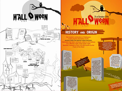 Halloween : Infographics animation aquarelle branding brushes character design design draft draw drawing fluttertop graphic design halloween icons illustration infographic pencil sketch trending ui website illustration