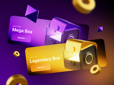 Loot Boxes 3d 3d assets 3d icons 3d illustration 3d render casual design game gold loot box mystery box ui design