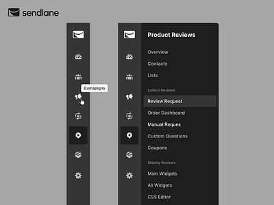 Sendlane Platform – Desktop Navigation marketing platform navigation navigation desktop platform design product design saas systematic design user interface