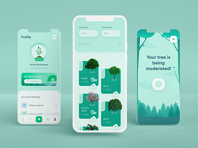 WoodCoin APP — Crypto project app crypto design eco figma green illustration play to earn trees ui uiux ux vector web3 webdesign