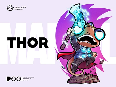 THOR chameleon frog graphic design illustration ip lizard marvel poster thor