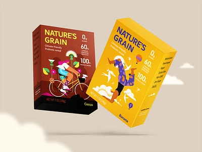 Packaging @Nature's grain box branding cereal clouds flat flatillustration illustration minimal nature packaging vector