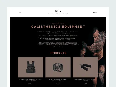 trity – Aesthetics Store UI/UX Web Design aesthetic brand branding calisthenics commerce design ecommerce figma fitness logo shop shopping site store ui uiux ux web design website workout