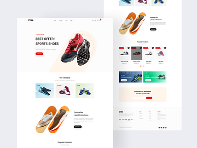 ZYRA- E-Commerce Landing Page clean e commerce e shop ecommerce design ecommerce website homepage landing page minimal online shop online store product product design shoe store shoes shop store ui uiux web web design