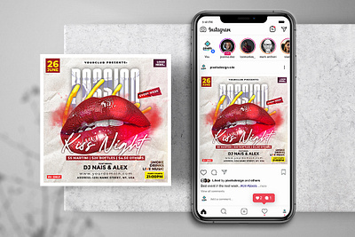 Kiss Night Party Instagram PSD Templates banner banner design design flyer instagram psd social media template