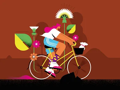 Nature's grain cereal packaging illustration #1 bicycle colorful design dog earth flat flatillustration flowers girl illustration minimal nature vector