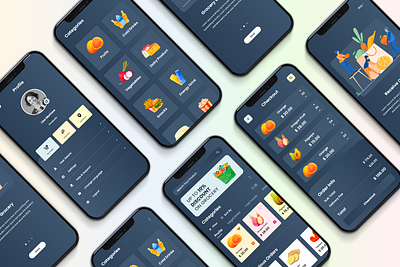 Grocery List App app design branding design grocery app illustration logo mobile app responsive design ui ux vector