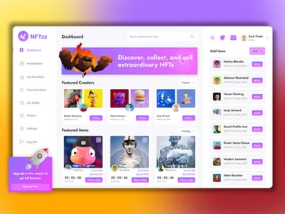 NFT Auction Marketplace User Dashboard admin admin panel analytics blockchain chart crypto wallet cryptoart design fluttertop nft nft app nft dashboard nft marketplace nft web nfts rarible ui uiux user dashboard web3