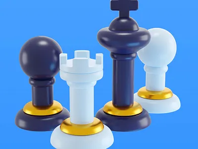 3d-illustration-children-s-toy-chess-pieces 3d animation app art branding design flat graphic design icon illustration illustrator logo logo design minimal motion graphics typography ui ux vector web