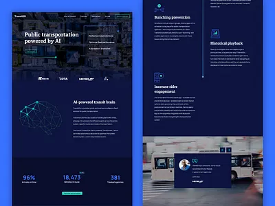 TransitIQ ai brain branding bus interface landing page public transportation tech transit transitiq ui vehicle tracking webdesign webpage website