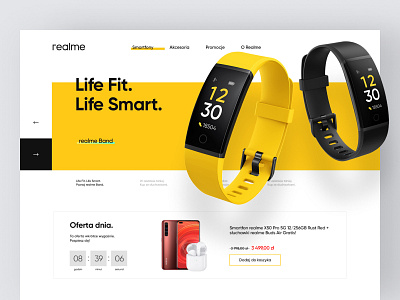 Realme shop - Ecommerce website design design development ecommerce electronics graphic design mobile shop smartphones smartwatch ui ux webdesign website yellow