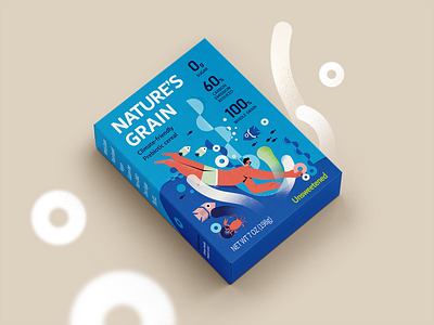 Packaging @Nature's grain blue branding design diving fish flat flatillustration illustration minimal nature packaging sea underwater vector