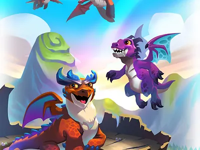 Dragons Diary cartoon children book digital dragon illustration