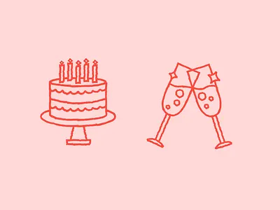 Party Illustrations birthdaycake branding bubbles cake champagne cheers drawing illustration party partytrick