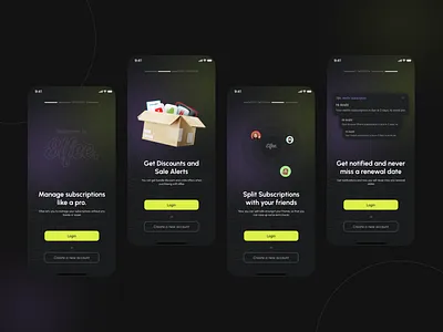 Elfee - A Subscription Tracking app 3d app design branding figma graphic design illustration onboarding onboarding screens subscription subscription tracker ui ui design uiux