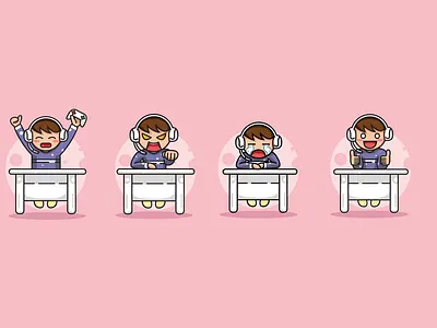Gamer Emotions bundle emotion expression flat gamer gamers illustration twitch vector
